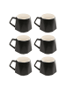 Intirilife Kaffee Tee Tasse in Feinschliff Optik 350 ml Becher mit Henkel in 6x Schwarz