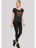 F4NT4STIC Long Cut T-Shirt Schmetterling Blumen in schwarz