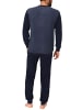 NORMANN Frottee Pyjama langarm Schlafanzug Bündchen - 58906 in blau-melange