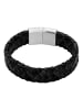 Steel_Art Herrenarmband Lederarmband Keno in Schwarz