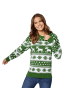 tectake Festtagspullover, Winterlicher Strickpullover in Grün und Weiß