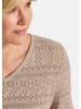 GOLDNER Kurzgröße:  Ajourpullover Sommerpullover mit V-Ausschnitt in beige
