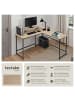 tectake Schreibtisch Melrose 140 x 130 x 76,5 cm, Industrial Holz hell, Eiche Sonoma