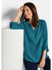 GOLDNER Kurzgröße:  Elegante Viskosebluse mit V-Ausschnitt in petrol