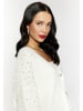 faina Damen Strickjacke Mit Perlen in Weiss