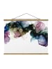 WALLART Stoffbild mit Posterleisten - Blumenbogen mit Gold in Blau