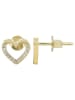 Adeliás Damen Ohrringe – Ohrstecker Herz aus 925 Silber mit Zirkonia in gold