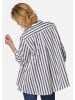 GOLDNER Kurzgröße:  Schlichte Baumwoll-Bluse mit 3/4-Arm in weiß / marine / gestreift