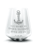 Mr. & Mrs. Panda Trinkglas Anker Blau mit Spruch in Transparent