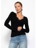 SASSYCLASSY Langarmshirt mit Spitzenausschnitt in Schwarz