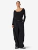 Noisy may Langarmshirt Tiefer Rundhals Spitzendetails in Schwarz