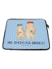 Mr. & Mrs. Panda Laptop Case Bären mit Blumenkranz mit Spruch in Blau Pastell