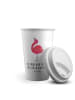 Mr. & Mrs. Panda To Go Becher Flamingo Stolz mit Spruch in Weiß