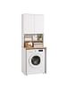 relaxdays Waschmaschinenschrank in Weiß/ Natur - (B)68 x (H)188,5 x (T)60 cm