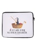 Mr. & Mrs. Panda Notebook Tasche Pinguin Angelboot mit Spruch in Weiß