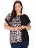 Usha Women Plus Size T-Shirt in multicolor black