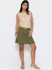 SASSYCLASSY Jeans Rock mit Volant in Khaki