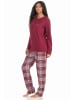 NORMANN Flanell Pyjama Schlafanzug Top Single Jersey Hose Flanell - 49841 in rot