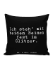 Mr. & Mrs. Panda Sofakissen Ich steh' mit beiden... mit Spruch in Schwarz