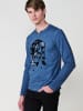 KOROSHI Langarm-t-shirt in blau