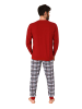 NORMANN langarm Schlafanzug Pyjama Bündchen und karierter Jersey Hose - 83143 in rot