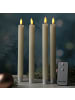 MARELIDA 4x LED Stabkerzen Tafelkerzen mit Fernbedienung H: 24cm in creme