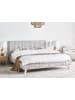 Beliani Doppelbett TALENCE in Grau/Heller Holzfarbton - (W) 195 x (H) 105 x (L) 215 cm