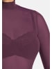 Teyli Damen-Rollkragenpullover aus durchsichtigem Netz Glamour in Pflaume