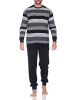 NORMANN Langarm Schlafanzug Pyjama Bündchen Streifen - 86594 in grau