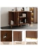 ABRIHOME Sideboard in Walnut 140x40x88 cm mit 2 Schiebetüren Geschwungenen Kanten