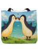 Mr. & Mrs. Panda Tote Bag Pinguine Kuss Design ohne Spruch in Weiß