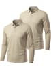 normani 2er Set Herren Langarm Poloshirt Lyroe in Beige