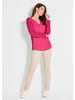 GOLDNER Blusenshirt Elegantes Chiffonshirt mit Jersey-Details in pink