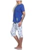 NORMANN Kurzarm Schlafanzug Kaktus Caprihose allover - 78893 in blau