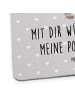 Mr. & Mrs. Panda Glasuntersetzer Pinguin Pommes mit Spruch in Grau Pastell