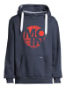 Salzhaut Hoodie HEFF- MOIN RUND in Navy-Neon Red
