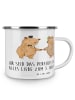 Mr. & Mrs. Panda Camping Emaille Tasse 3. Hochzeitstag Lederhoch... in Weiß