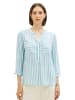 Tom Tailor Gestreifte 3/4 Arm Bluse V-Ausschnitt Tunika Shirt in Blau-2