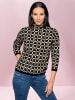 Heine Stehkragenpullover in schwarz-beige-gemustert