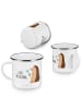 Mr. & Mrs. Panda Camping Emaille Tasse Igel Blumen mit Spruch in Weiß