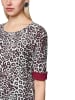MARC CAIN Rippstrick Shirt mit Leo Print in Rot