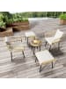 ABRIHOME Garten Lounge Set in Natur Rattan 5-teilig mit Esstisch 2 Stühlen 2 Hockern