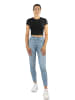 Janice 3 x Damen crop T-Shirt hochgeschlossen Nerano in Schwarz