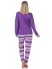 NORMANN Normann Damen langarm Schlafanzug Pyjama in wunderschöner Optik - 88773 in lila