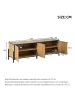 ABRIHOME TV Schrank in Natur Schwarz 153x40x50 cm mit 4 Türen geometrischem Design