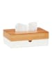 relaxdays Tücherbox in Weiß/ Natur- (B)23,5 x (H)8,5 x (T)15 cm