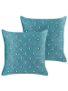 Beliani 2er-Set Dekokissen YARROW in Blau/Silber