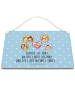 Mr. & Mrs. Panda Holztafel Igel Familie mit Spruch in Blau Pastell