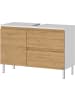 KADIMA DESIGN Waschbeckenunterschrank, Weiß-Eiche, 80x34x56 cm, Chromfüße, Stauraum