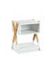 relaxdays Kinder-Nachttisch in Weiß/ Natur - (B)34 x (H)42 x (T)30 cm